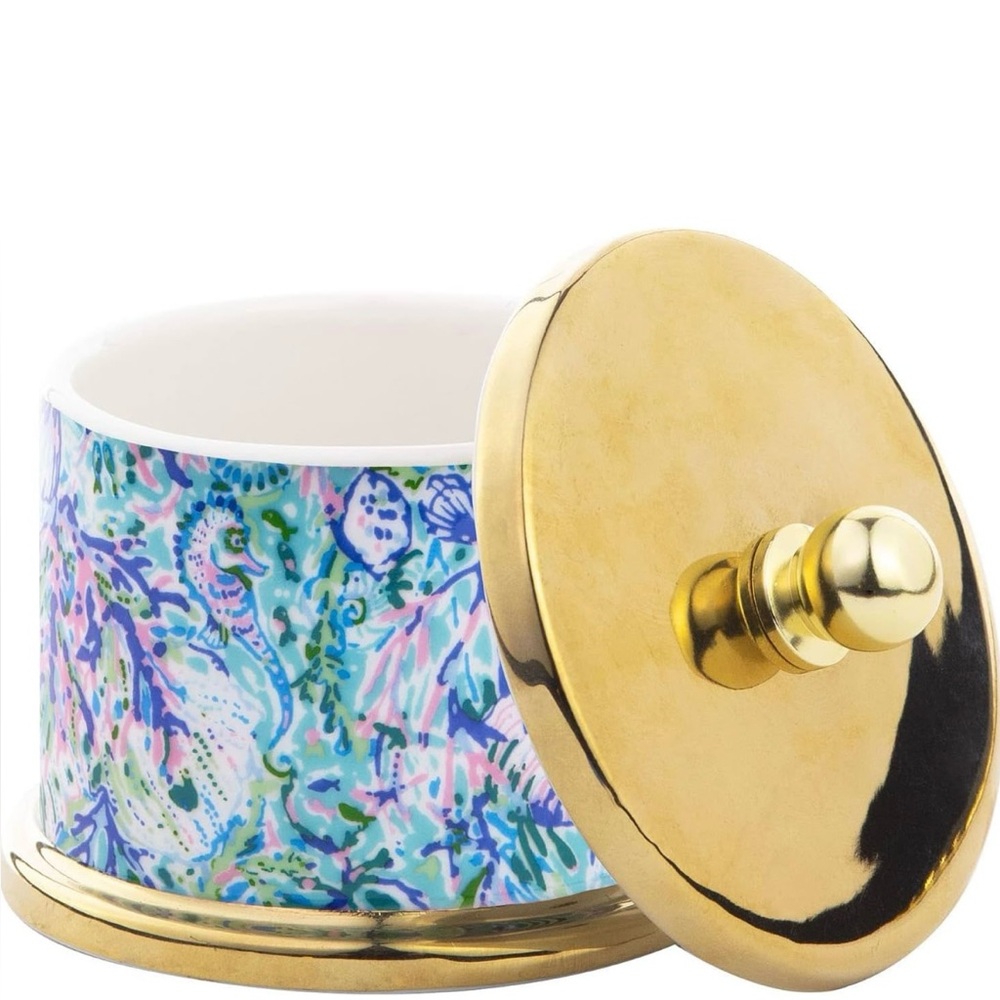 Lilly Pulitzer Ring Holder With Lid, Decorative Jewelry Dish